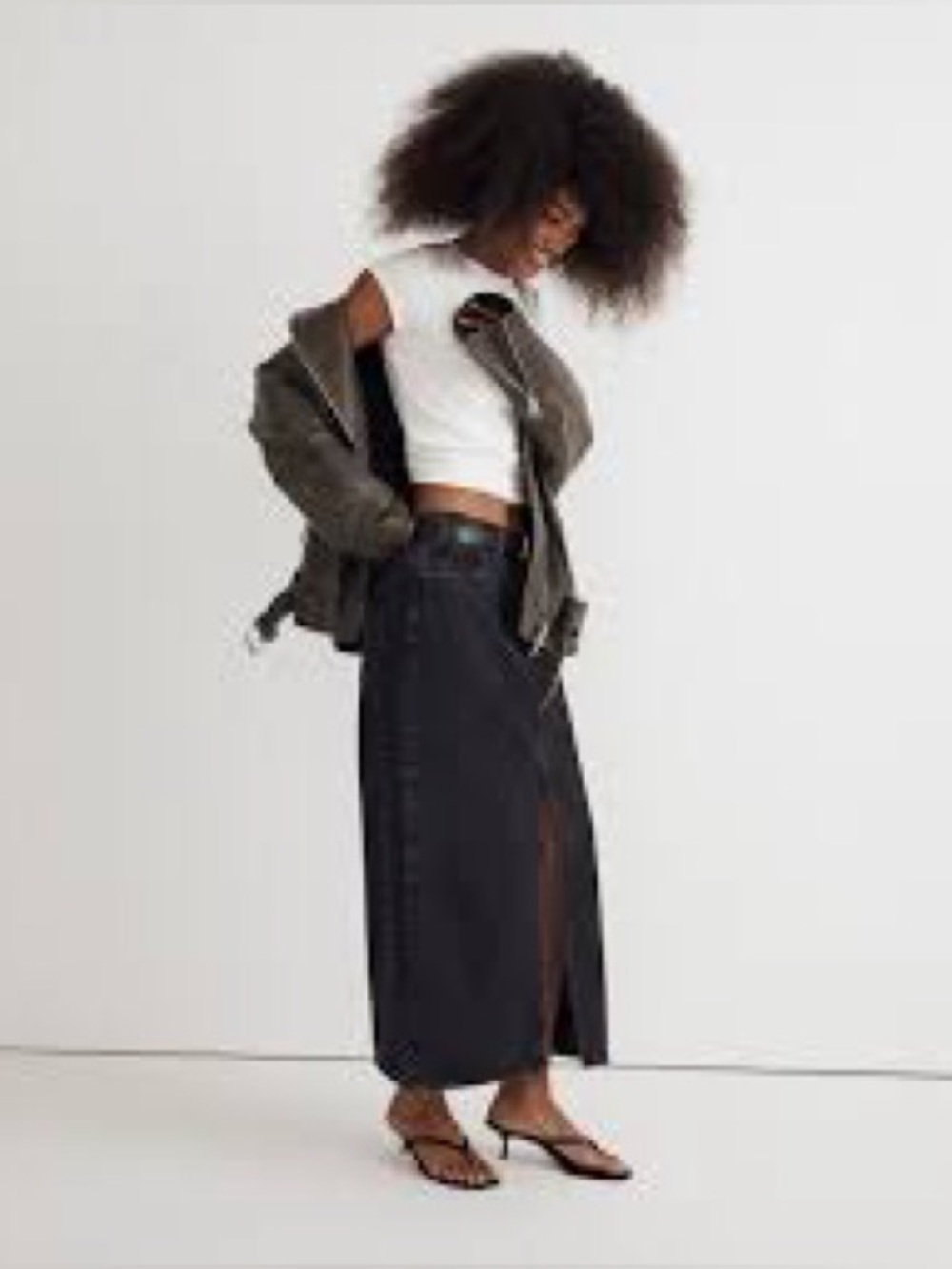 Banana Republic Black Maxi Denim Skirt with Front Slit